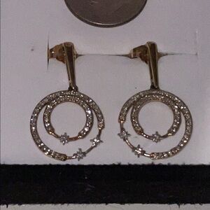 10K Yellow Gold Earrings Dimond Accents